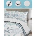 thumbnail image 4 of Quilts Full Size, Blue Green Coastal Soft Comforter Bedding Set for Bed, Summer Beach Coral Shell Ocean Lightweight Quilted Bedspread with Pillow Cover(2 Pieces) for All Season, 78x90 Inch, 4 of 6