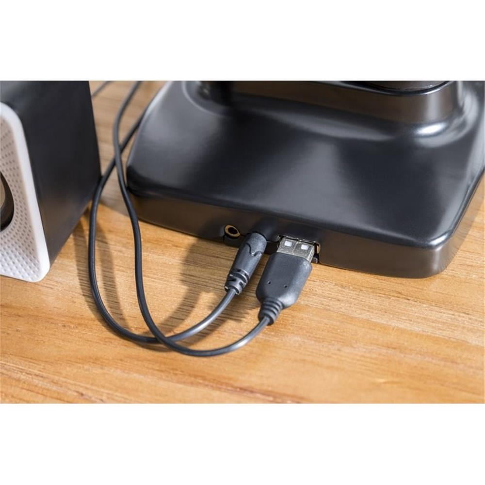Pemberly Row Premium Double Monitor Desk Mount/USB 2.0 and Audio Port Black