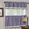 thumbnail image 5 of Woven Trends Room Darkening Window Valance, 58W x 14L Inches Top Rod Pocket Checkered Gingham Curtain Valance Scarf, Modern Farmhouse Window Curtain Valance Classic Buffalo Checked Plaid, Navy, 5 of 7