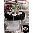 thumbnail image 5 of Outdoor Tablecloth with Umbrella Hole for Patio/Picnic/Party/Camping, Black Red Boho Waterproof Table Cloth Round Cover Washable, Farmhouse Ethnic Tribe Striped (Dia 54"), 5 of 9