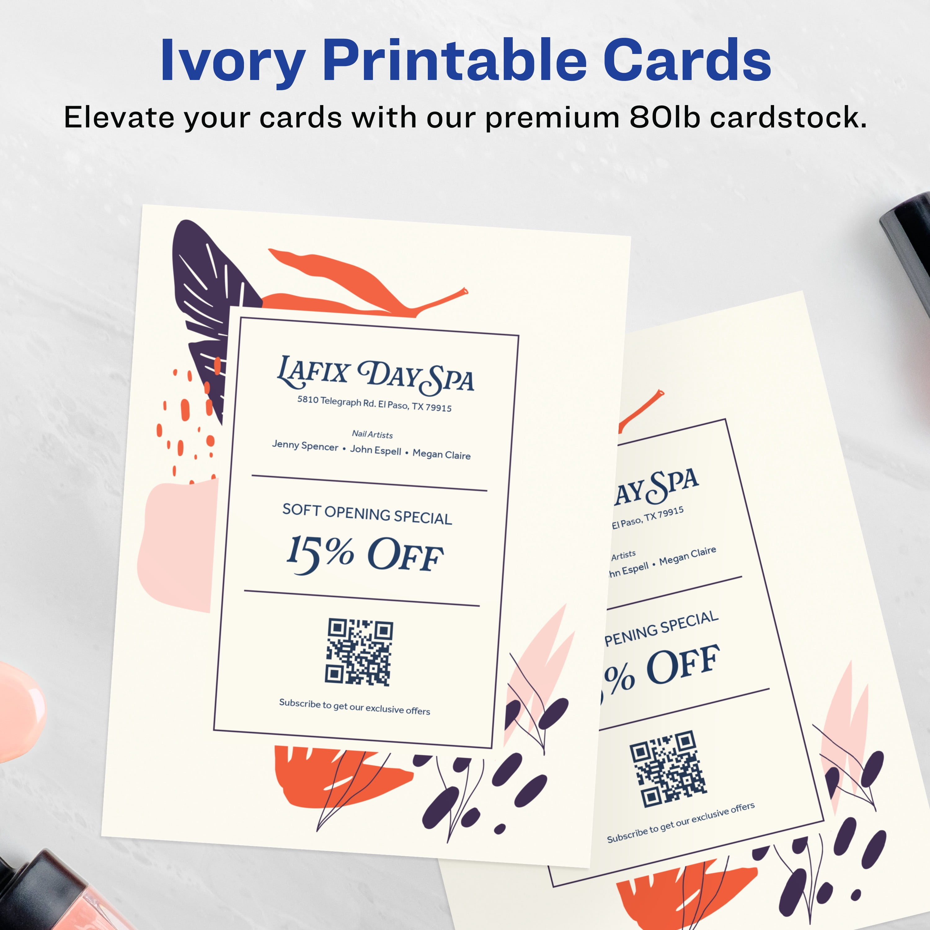 Avery Printable Cardstock, 8.5" x 11", Ivory, 50ct