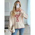 thumbnail image 4 of Women Contrast Sweater Lobster Knit Sweaters Long Sleeve Crew Neck Loose Pullover Top Fall Clothes  M, 4 of 8