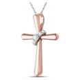 thumbnail image 2 of FB Jewels 14kt Rose Gold Womens Round Diamond Cross Pendant 1/10 Cttw, 2 of 2