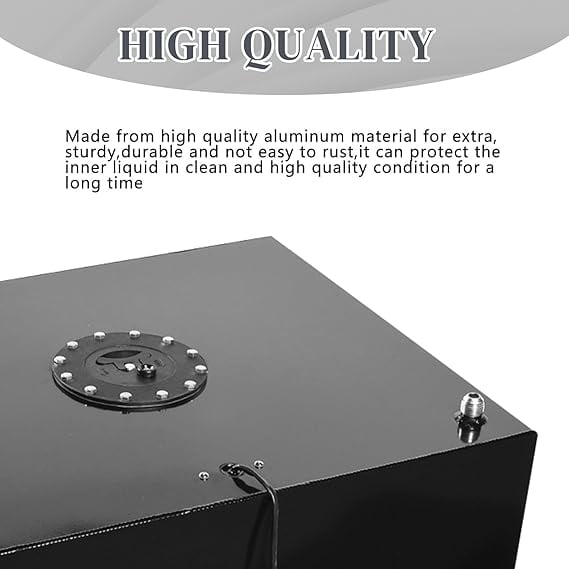 15 Gallon 60L Universal Aluminum Fuel Tank with Oil Level Sensor - Lightweight & Durable Black Design for Easy Installation