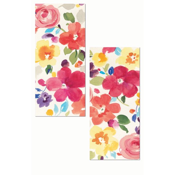 Gorgeous Red, Orange, Yellow and Pink Spring Floral Panels by Danhui Nai; Two 8x18in Poster Print