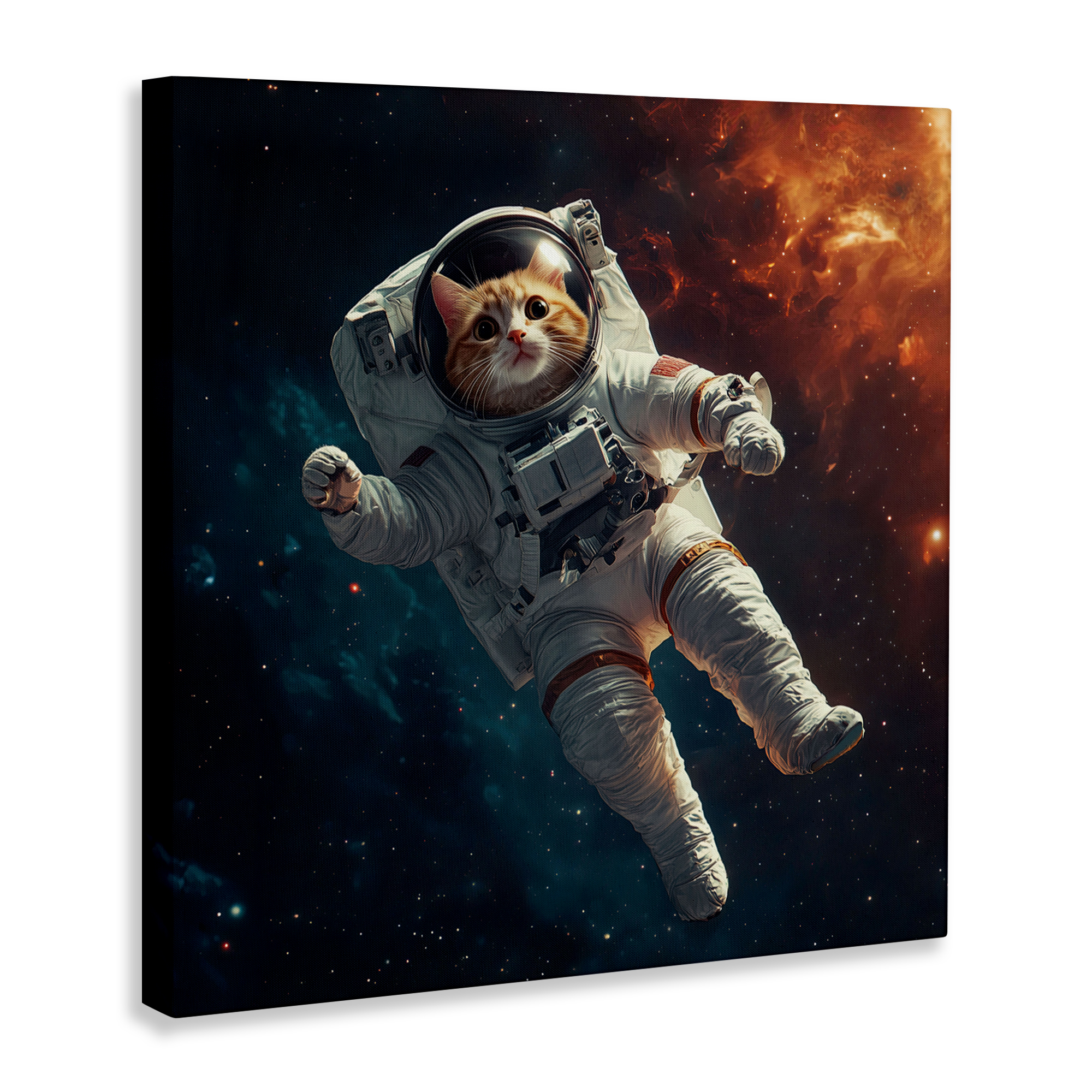 Interstellar Cat Astronaut Canvas Wall Art, design by Jim Baldwin