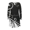 thumbnail image 3 of Pntutb Robe Formelle pour Femmes Robe à Manches Longues pour Femmes avec Encolure Ronde Robe Courte à Imprimé Ajouré, 3 of 4