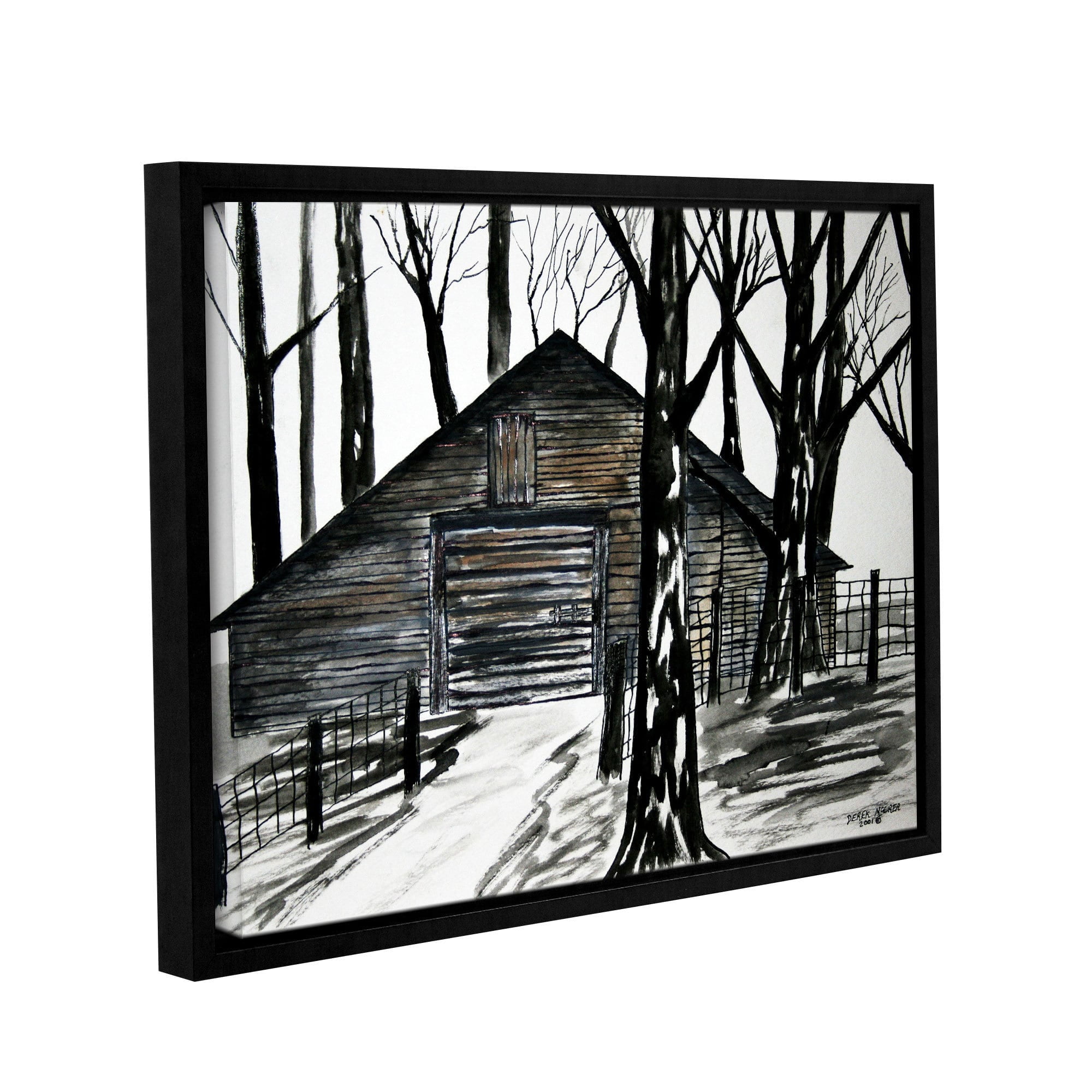 ArtWall Derek Mccrea "Country Barn" Gallery-wrapped Floater-framed Canvas