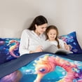 thumbnail image 5 of Homewish Dreamy Seahorse Animal Bedding Comforter Set for Kid, Navy Seashell Starfish Twin Comforter Sets, Flower Floral Reversible Bedding Set, Super Cozy Room Decor, 2pcs, 5 of 8