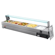 VEVOR 60QT Commercial Food Warmer, 5-Pan Electric Steam Table with Glass Cover, 1500W Countertop Stainless Steel Buffet Bain Marie with 86-185°F Temp Control for Catering,Buffet, Parties,Restaurants