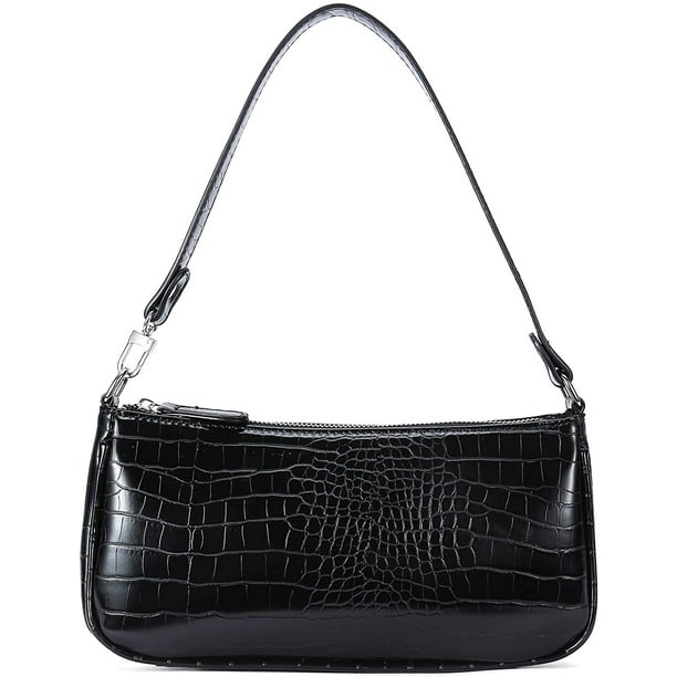 Greswe Small Shoulder Bags For Women Mini Handbags With Croc Pattern Black