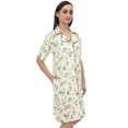 thumbnail image 2 of Bimba Women Floral Printed Short Sleeve Brown Sleepshirt Nightwear With Pockets - 14, 2 of 5