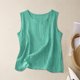 thumbnail image 5 of Auralook Cotton Linen Tank Tops for Women Solid Casual Summer Gauze Shirt Basic Sleeveless Round Neck Loose Vest Beach Vacation Clothes, 5 of 5