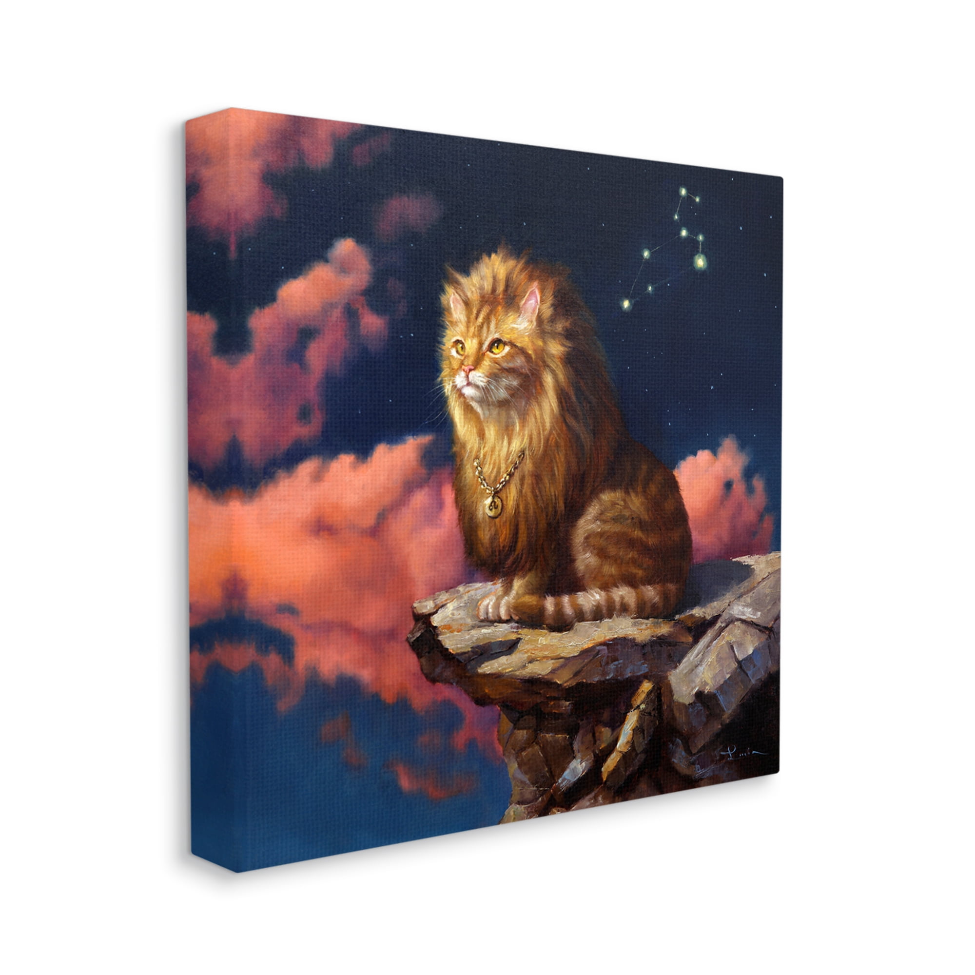 Stupell Industries Lion Cat Night Sky Constellation Leo Astrology Symbol Painting Gallery Wrapped Canvas Print Wall Art, Design by Lucia Heffernan
