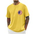 thumbnail image 1 of Txeol Chemises Patriotiques pour Hommes Manches Courtes T-Shirt Graphique Rétro Décontracté Col Rond T-Shirt Imprimé Drapeau Américain T-Shirts Muscle, Jaune, P, 1 of 1
