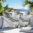 thumbnail image 4 of Abstract Marble Outdoor Pillow Covers Pack of 2 Gradient Black White Gold Texture Waterproof Throw Pillow Covers Decorative Cushion Cases for Patio Garden Tent Balcony Couch 16x16 inch, 4 of 8