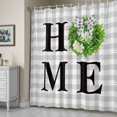 thumbnail image 5 of Home Shower Curtain, Spring Country Farm Green Boxwood Flowers Wreath Grey Plaid Waterproof Shower Curtain Set with 12 Hooks Lightweight Bath Curtains Fabric Bathroom Decor 36x72 Inches, 5 of 9