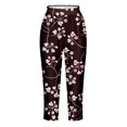 thumbnail image 4 of Elainilye Fashion Capris for Women Summer Casual Drawstring Printed Cropped Pants Loungewear,Black, 4 of 5