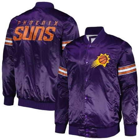 Men s Starter Purple Phoenix Suns Pick & Roll Satin Full-Snap Varsity Jacket