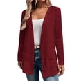 thumbnail image 2 of Gmluru Summer Cardigans For Women Lightweight Casual Soild Sleeve Pocket Knit Sweater Coat Red S, 2 of 7