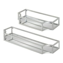 Kate and Laurel Ciel Modern Glam Metal Wall Shelf Set, Set of 2, Silver, Elegant Wall Decor and Storage