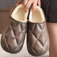 thumbnail image 2 of Bovxnpu Women's Warm Fuzzy Slippers Winter House Shoes, Unisex Couple Winter Outerwear Closed-Toe Half-Slippers Fleece-Lined Warm Flat Slippers Comfy Soft Lightweight Indoor House Shoes, 2 of 8