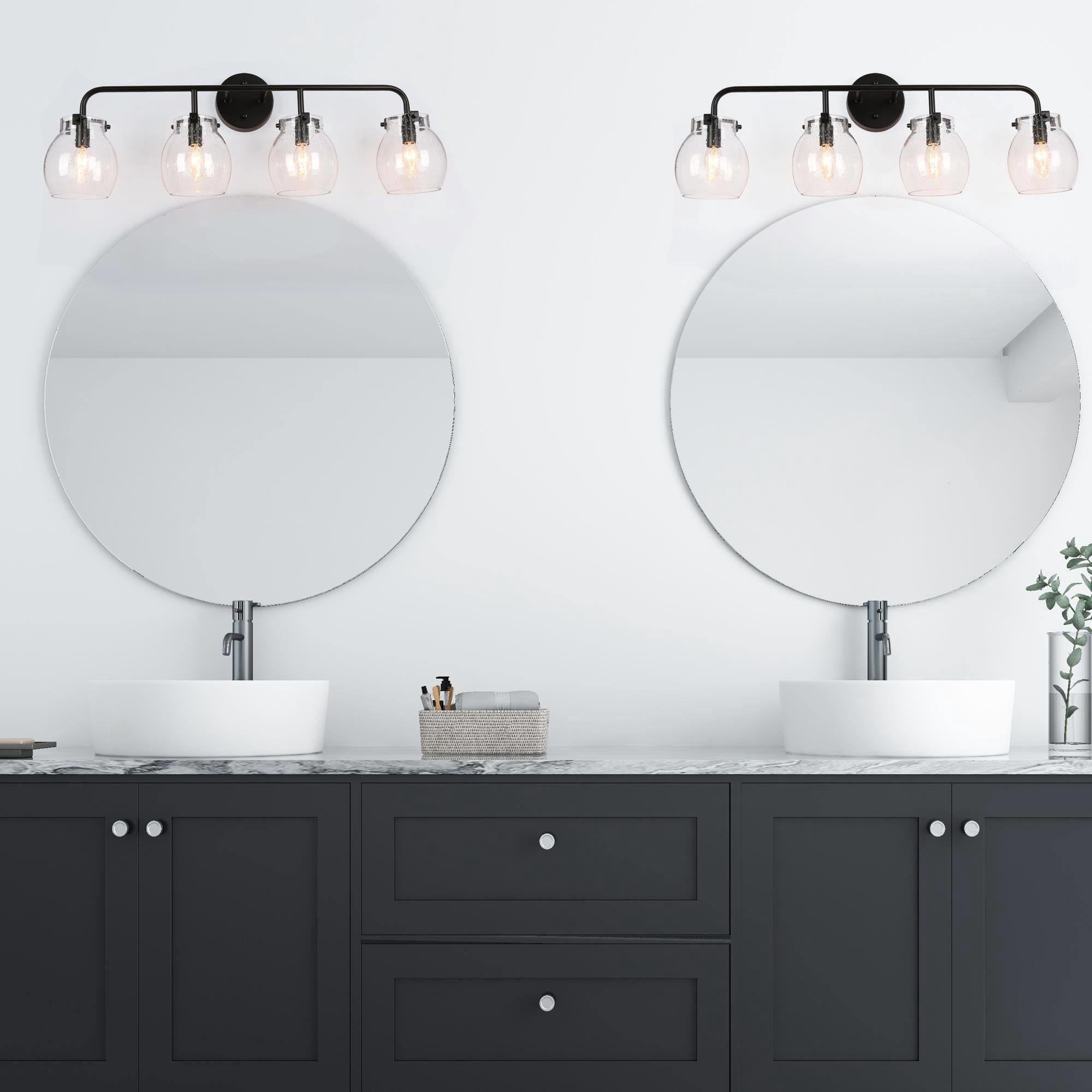LNC 29-in 4-Light Matte Black LED Modern Vanity Light Bar for Dressing Room, Powder Room