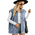 thumbnail image 1 of LYMAYTER Veste en Jean Décontractée Surdimensionnée Sans Manches Vintage pour Femmes TP-2TG, 1 of 9