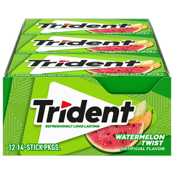 Trident Watermelon Twist Sugar-Free Chewing Gum, 12 Packs of 14 Pieces (168 Total Pieces)
