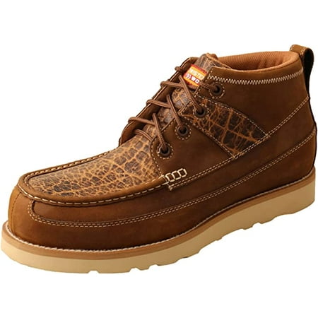 

Twisted X s 4 Wedge Sole Work Boots For Men - Moc Toe Work Boots Handcrafted with Full-Grain Leather and Composite Insole Distressed Saddle & Cognac 9.5 M