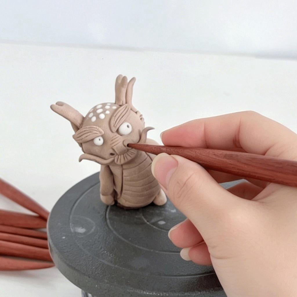 Giaone 7Pcs Professional Pottery Sculpting Tool Wooden Clay Modeling Tool Set For Ceramic Clay Carving Engraving Polishing