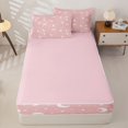 thumbnail image 4 of Manfei Cartoon Moon Stars Zipper Full Size Comforter Sets with Fitted Sheet and 2 Pillowcases,Cute Space Theme Zipper Bedding Set,Pink White,Pink Reversible,4pcs, 4 of 8