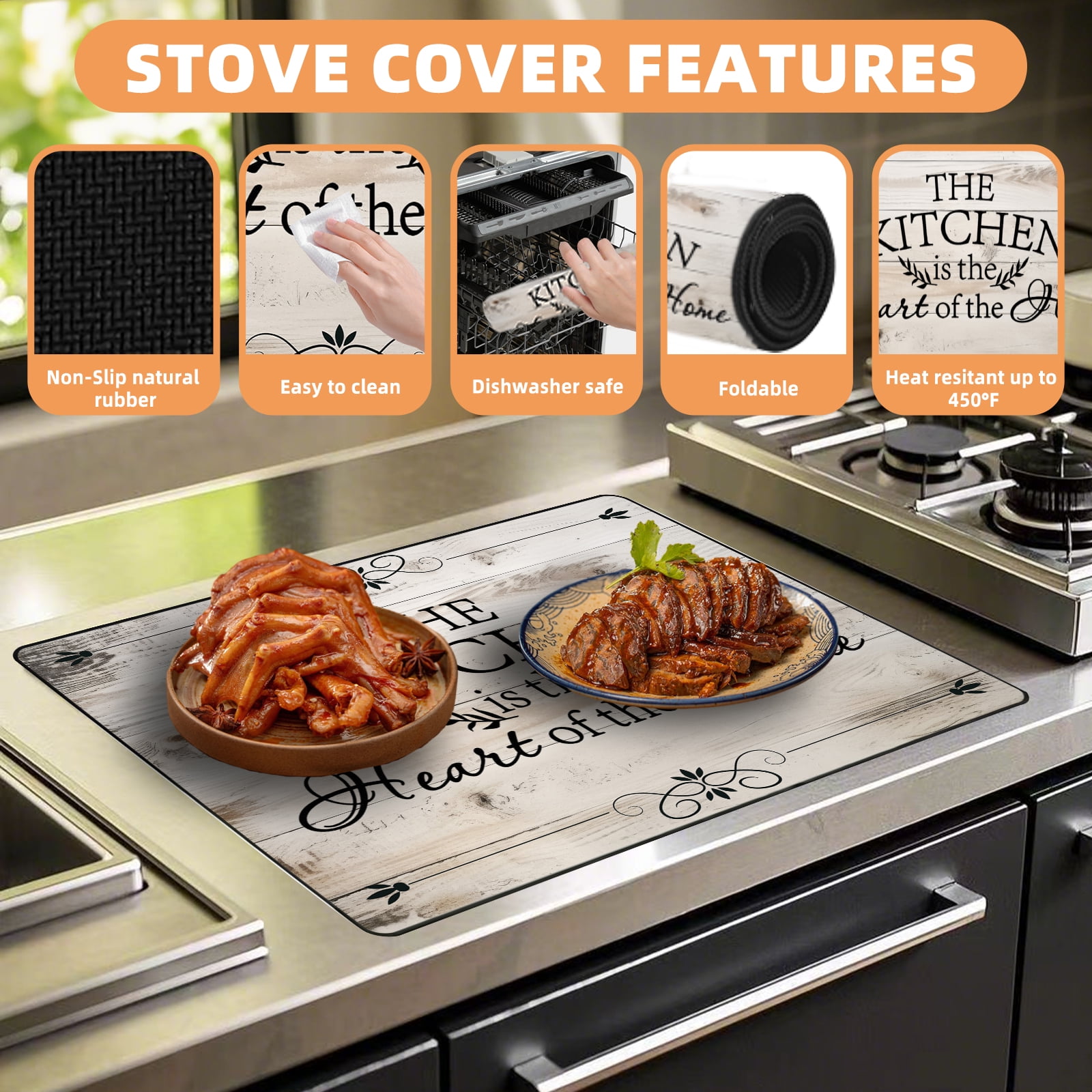 28.5x20.5"/72.5x52cm Rubber Stove Top Cover for Electric Stove, Range, Induction Cooker Glass Ceramic Cooktop Protector, Heat Resistant Anti-scratch Non-slip Stovetop Cover Protective Pad