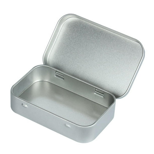 Estuche de hierro para guardar tarjetas, suministros multiusos para joyería, kit de supervivencia y manualidades. Argenta con Bisagra