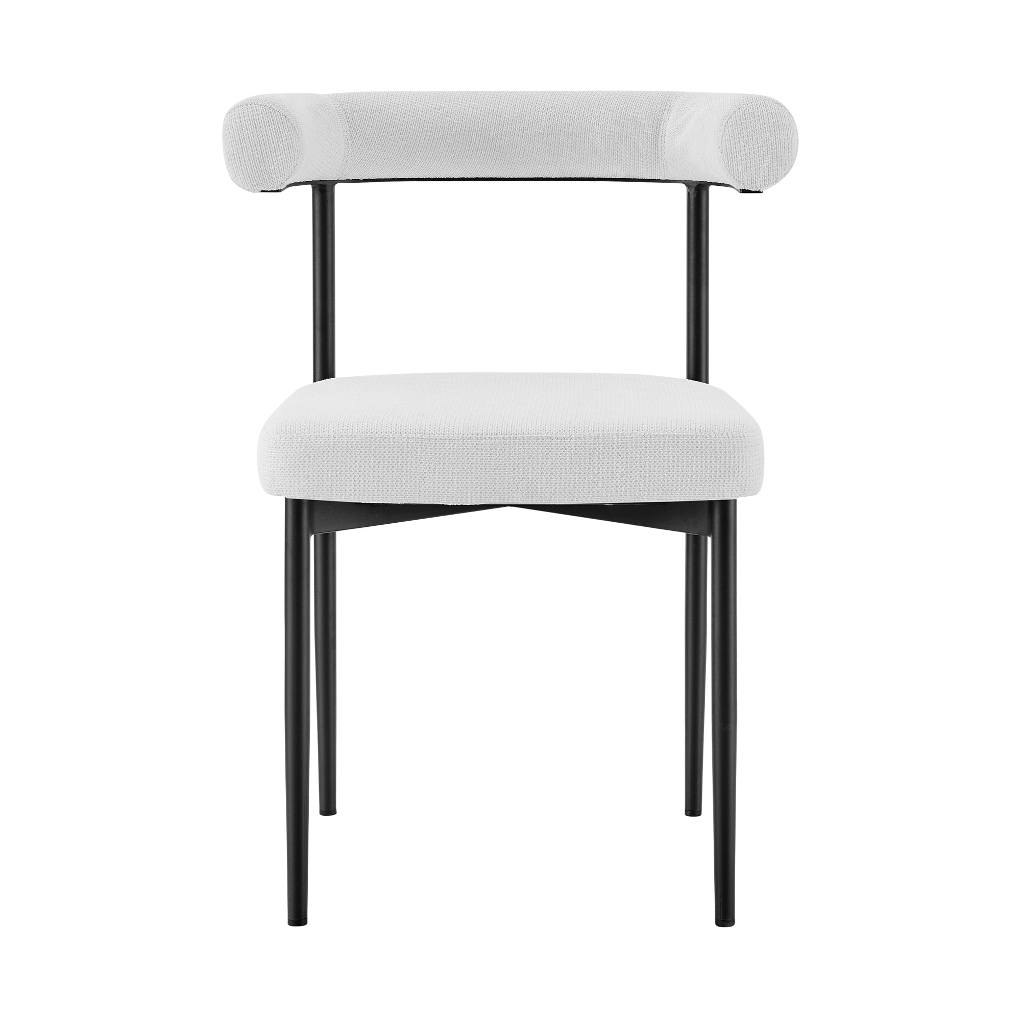Veronica Shannon 5 Piece Round Glass Dining Table Set with Matte Black Iron and Cream Fabric