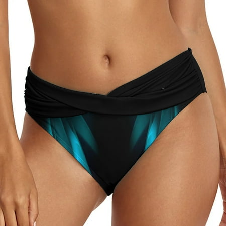 ZPYESWOW Bikini Sets for Teens Women s Swim Shorts Casual Ethnic Printed High Waist Swimsuit Shorts Sports Yoga Shorts Bikini Bottom Front Ruched Bathing Suit Womens Bikinis Black S