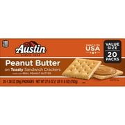 Austin Peanut Butter on Toasty Sandwich Crackers, Single Serve Snack Crackers, 27.6 oz, 20 Count