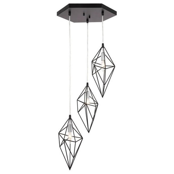 Woodbridge Lighting Lanning 3-Light Metal Cluster Pendant in Black/Chrome