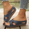 thumbnail image 2 of Dakaela Womens Orthopedic Wedge Sandals Arch Support Comfortable Slip on Slides Summer Beach Vacation Dressy Walking Shoes Blue 9.5, 2 of 7