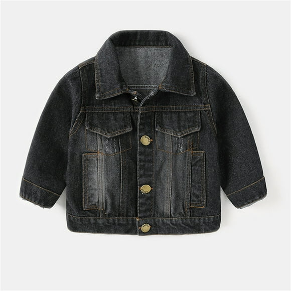 Kids Jean Jacket for Boys Button Denim Jacket Children Casual Jacket Black Denim Jacket 3-4 Years Boy Clothes Size