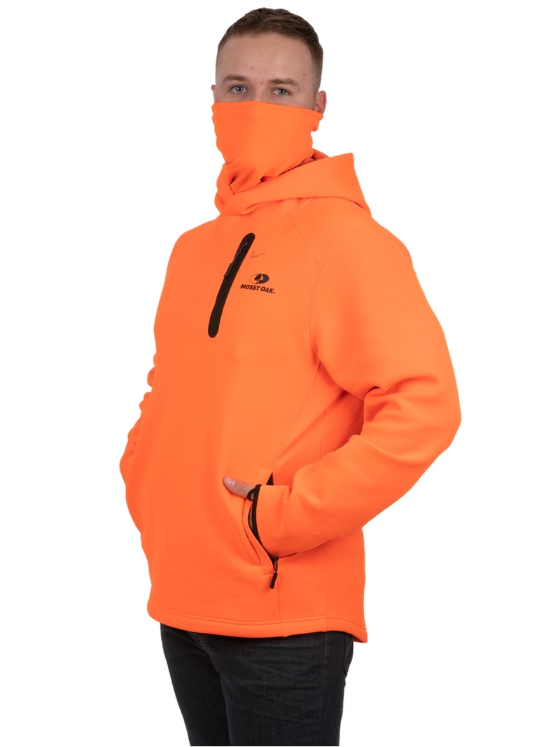 Mossy Oak Blaze Orange Mens Hunting Pullover Hoodie with Neck Mossy Oak Blaze Orange Mens Hunting Pullover Hoodie with Neck