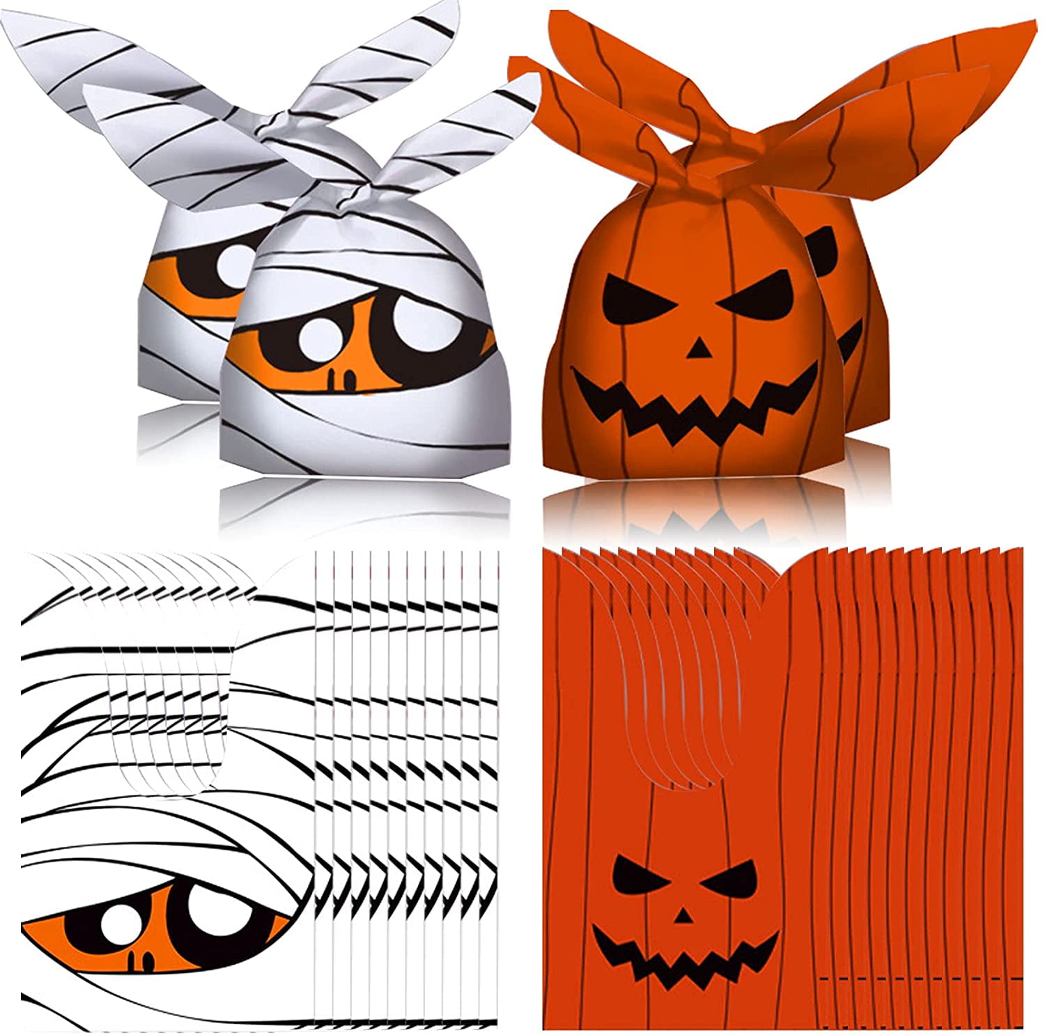 100 Pack Halloween Treats Bags Halloween Candy Bags for Trick or