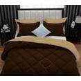 thumbnail image 6 of D.N.G. BEDDINGS 3 Piece Luxury Reversible Diamond Pattern Comforter Set Premium Super Soft, All Season 800 TC, 100% Egyptian Cotton Oversized Super King Size Chocolate-Taupe Color, 6 of 7