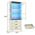 thumbnail image 5 of Arched Display Cabinet with 3 Drawers, 75" Tall Curio Cabinet with Glass Doors and RGB LED Lights, Modern Bookshelf Storage Cabinet for Home Office & Studyroom, 5 of 13