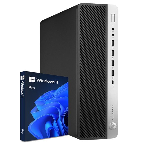 HP Computer Combo EliteDesk 800 G4 SFF Windows 11 Pro Desktop PC Set | New 24 inch Monitor | Intel Hexa-Core i7 8th Gen | 32GB DDR4 RAM | 1TB NVMe SSD | WIFI-Refurbished