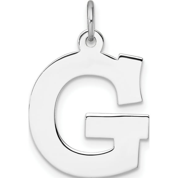 Sterling Silver Large Rhodium-Plated Block Letter G Initial Charm (Width 16.13) (Length 24.29) - Jbsp