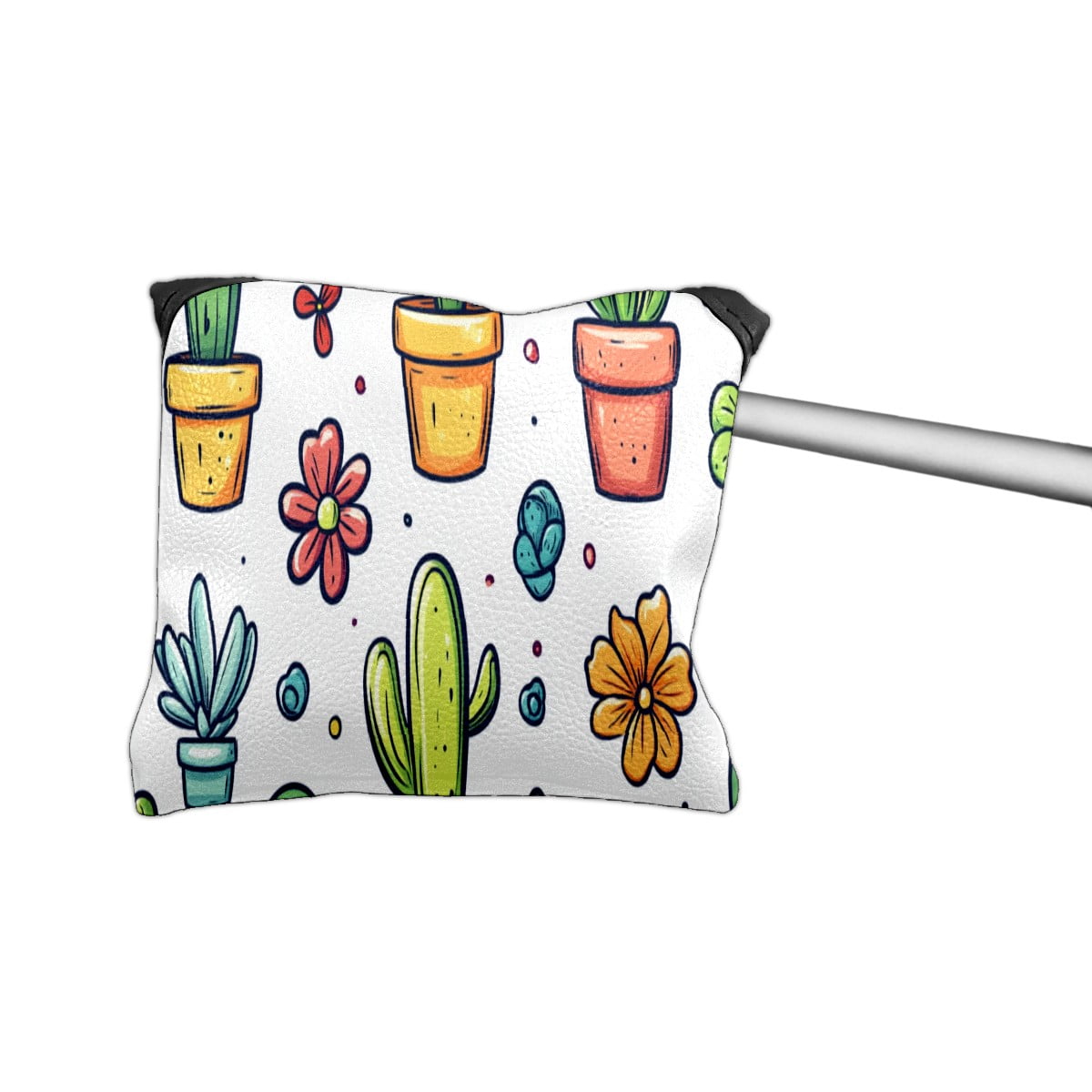 Golf Mallet Putter Cover Premium Leather Waterproof Golf Putter Head Cover with Magnetic Closure Succulent Plant Doodle Pattern