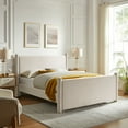 thumbnail image 2 of Platform Bed Frame, Queen, Ivory White, Velvet, Hotel Bedroom, Modern Contemporary, HB38145, 2 of 7