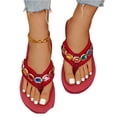 thumbnail image 3 of Domuza Flower Rhinestone Wedge Flip flops For Womens Trendy Summer Boho High Heel Platform Non slip Beach Thong Sandals Crystal Jeweled Sandal Shoes Hot Pink 8（EU-40）, 3 of 6