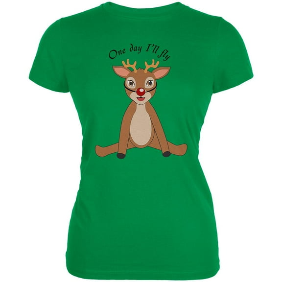 Christmas Baby Deer Fawn Juniors Soft T Shirt Irish Green 2XL